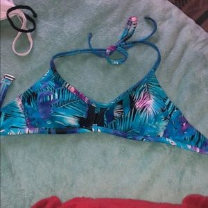 Blue floral swim top